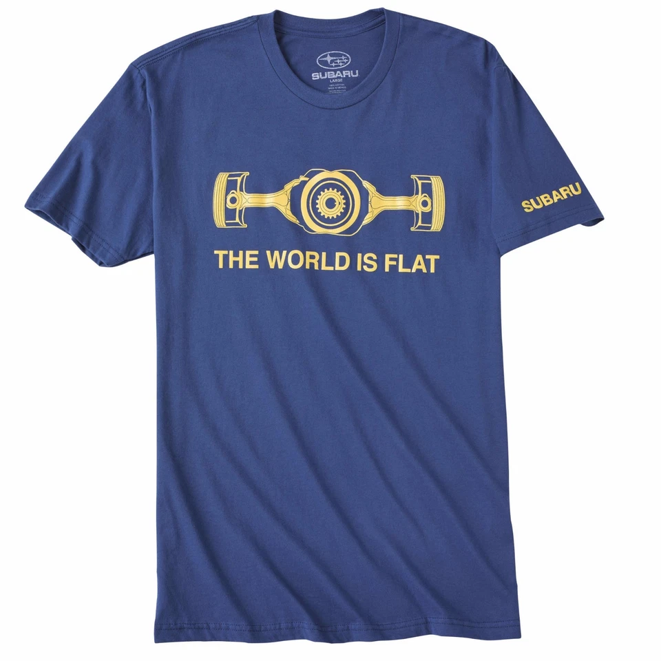 Subaru Official  " The World is FLAT " T Tee Shirt Impreza Sti WRX BOXER JDM NEW - Image 1 of 1