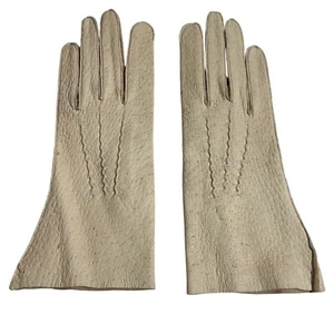 Damen-Fahrhandschuhe Vintage echt Peccary Schweinsleder strukturiert Größe 7 ungefüttert weich - Bild 1 von 5