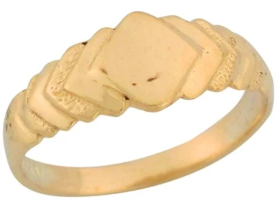 10k or 14k Yellow Gold Diamond Shaped Signet Designer Cute Baby Ring - Image 1 of 4