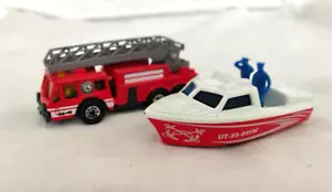 Vintage Matchbox Superfast Police Launch Boat and Oshkosh Fire Rescue Truck - Picture 1 of 16