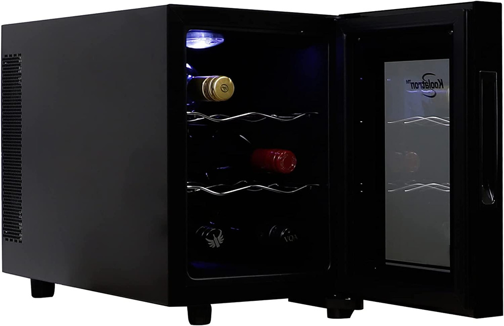 6 Bottle Wine Cooler, Black, Thermoelectric Wine Fridge, 0.65 Cu. Ft. (16L), Fre