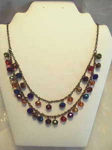COLLAR VINTAGE IMITACIÓN DOBLE HEBRA CRISTAL 20" TONO DORADO #XM - Imagen 1 de 4