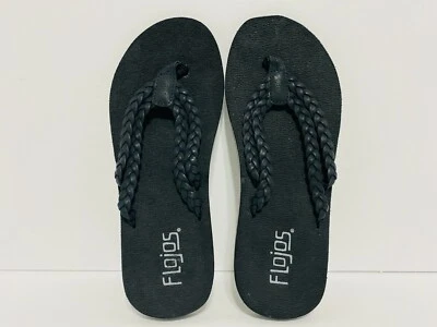 FLOJOS Тильда плетеные стринги сандалии черный кожаный ремень шлепанцы женщин 6 РЕДКАЯ - Изображение 1 из 4