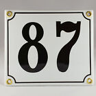 Emailleschild Emaille Hausnummer 87 Weiß Schwarz Hausschild Email Emailschild Nr