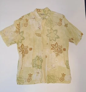 CUBAVERA Men’s Floral Print Short Sleeve Button Down Shirt Size Medium 55% LINEN - Picture 1 of 9