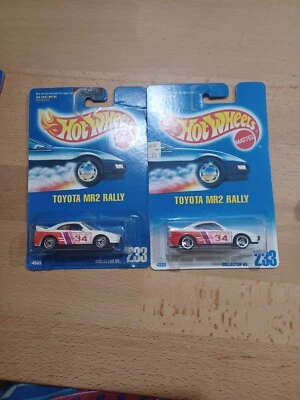 1992 Hot Wheels Lot of 2 Toyota MR2 Rally #233 Blue Card-White/Blue Card 🛞var - Image 1 of 4