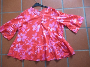 SAMOON * Tunika / Bluse * Gr. 54 / 56 * pink / rot * schick mit Rüschen & Maße - Bild 1 von 5