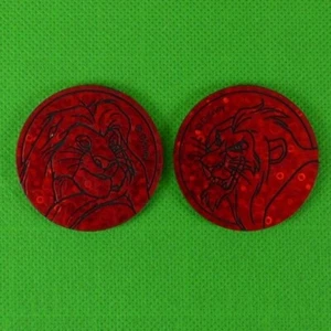 2 Lion King Plastic Kini Slammers Authentic World POG Federation WPF Scar Mufasa - Picture 1 of 2