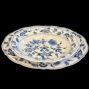 EXCELLENT Blue Danube Blue Onion 14" Oval Serving Platter & 10" Vegetable Bowl - Picture 1 of 8