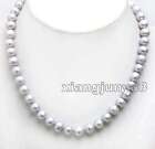 2A 9-10mm Gray Round High Quality Natural Freshwater Pearl 17'' Necklace-nec6311