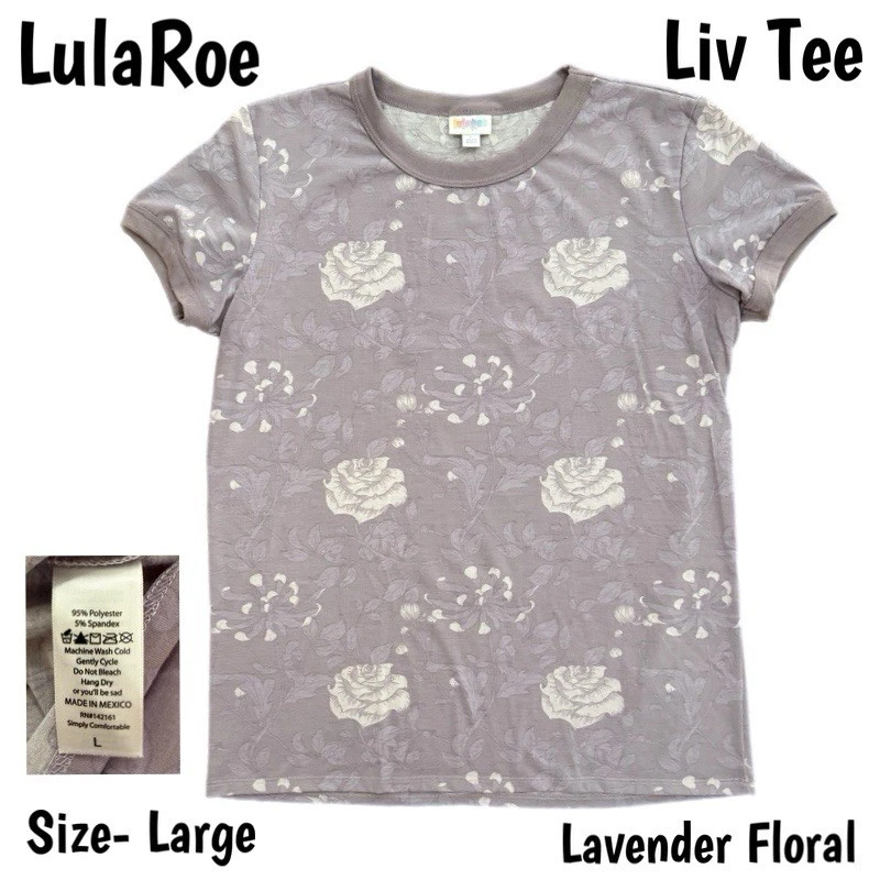 Camiseta para mujer LulaRoe Liv ~ talla grande ~ lavanda floral manga corta - Usada en Excelente Condición Foto 1 de 1