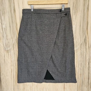 Banana Republic Brown Plaid Flannel Knee Length Wrap Pencil Skirt Wmns Sz 14 Nwt - Picture 1 of 16