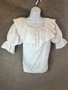 Vintage Top Shirt M Ruffle Corset Prairie Peasant Steampunk Rockabilly Gypsy - Picture 1 of 10