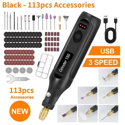 Cordless Rotary Multi Tool Variable 3Speed & 113 Accessory Set Dremel Compatible - Image 1 of 4