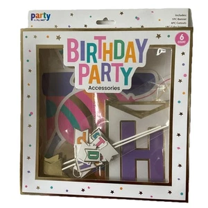 Flomo Birthday Party 6ct Cardstock Accessories: Banner Cutouts Cake Topper NIB - Picture 1 of 4