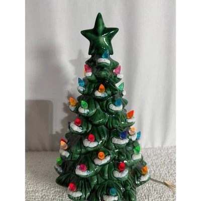 Vintage 70s Ceramic Christmas Tree with Lights Holiday Decor Nostalgic 14" - Image 1 of 4