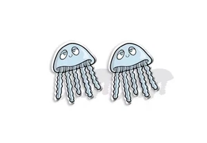 Blue Jellyfish Handmade Stud Earrings (approx 0.25 Inches) - Picture 1 of 1