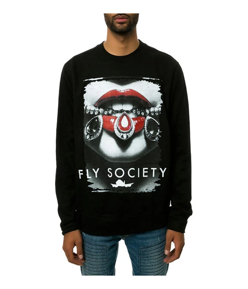 Sudadera Fly Society para Hombres The Gems Cuello Redondo, Negra, Mediana Foto 1 de 1