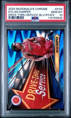 🔥2024 McDonald's Chrome Dylan Harper Drive Thru Service Blue RayWave PSA 10🔥 - Image 1 of 3