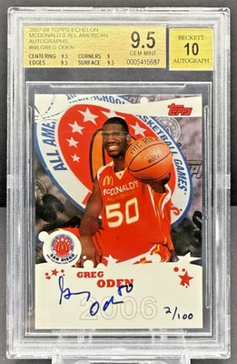 2007-08 Topps Echelon Greg Oden 2/100 BGS 9.5 Auto 10 Blazers RC McD's    cc17 - Image 1 of 3