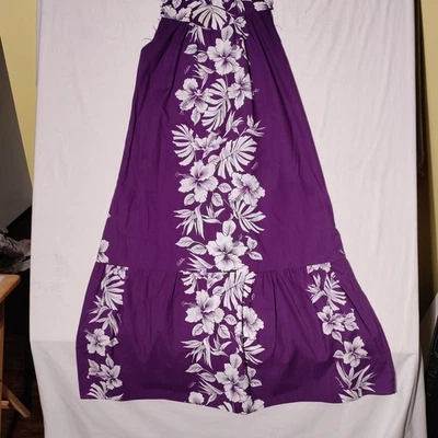 Royal Creations Hawaii Purple White Mu Mu Sleeves Cut off  Sz XL - imperfect - Image 1 of 4