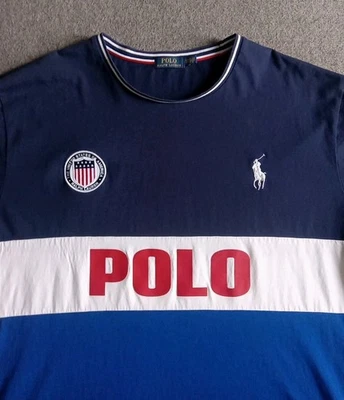 Camisa Polo Ralph Lauren Para Hombre 3XB Big Pony Parche Bandera EE. UU. Logo Bloque De Hechizo T Foto 1 de 4
