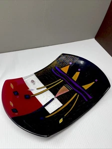 Plato cuadrado fundido vidrio obra de arte Savanah’s Glass Studio Laura & Michael Thompson - Imagen 1 de 12