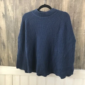 J. Jill Poncho Suéter Suave Mezcla Algodón Azul Talla Única - Imagen 1 de 4