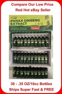 RED PANAX GINSENG EXTRACT 1 BOX 30-.35 oz BOTTLES EXTRA STRENGTH 8000mg Exp 7/27 - Picture 1 of 3