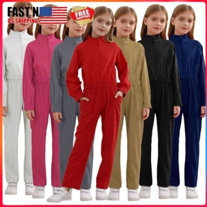 Kids Boys Mechanic Costume Coverall Boiler Suit Long Sleeve Overalls Jumpsuit - Picture 1 of 72