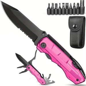 Gifts for Women Mom Wife Girlfriend, Pink Multitool Pocket Knife,Tactical Knife - Picture 1 of 6
