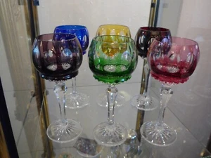 6 Römergläser groß Weingläser verschiedene Farben Bleikristall - Picture 1 of 13