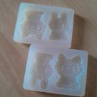 Set of 2 Bunny and Cat in Frog Outfit Silicone Moulds Resin Craft