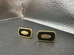Pierre Cardin Cufflinks Black And Gold Tone - Picture 1 of 2