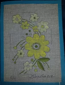 Yellow Flowers Handpainted Needlepoint Canvas only 11x8 NEW Floral #12 Daisies - Picture 1 of 4