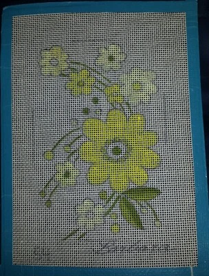 Yellow Flowers Handpainted Needlepoint Canvas only 11x8 NEW Floral #12 Daisies - Image 1 of 4