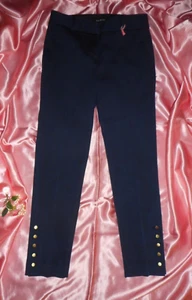 Sz 2 4 Talbots Hampshire Ankle Pants Slacks Navy Gold Buttons - Picture 1 of 6
