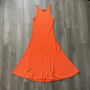 Polo Ralph Lauren Womens L Long Full Length Sleeveless Knit Dress Orange - Picture 1 of 9