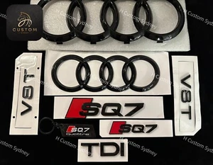 SQ7 Gloss Black Full Badges Package For Audi SQ7 2016-2023 Exclusive Pack - Picture 1 of 7