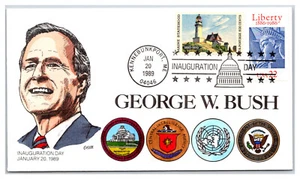 EE. UU. George W. Bush inauguración 1989 pintado a mano cachet primer día cubierta CL70 - Imagen 1 de 1