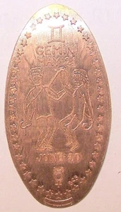SUM-11: Vintage Elongated Cent: GEMINI MAY 21 - JUNE 20 ZODIAC SYMBOL - Picture 1 of 2