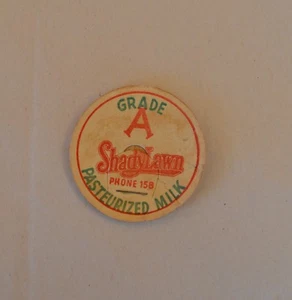 VTG Milk Bottle Cap Cardboard Insert Grade A ShadyLawn Phone 158 Pasteurize Milk - Picture 1 of 6