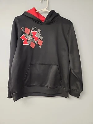 Unique UNDER ARMOUR Boys XL Black Red Plaid Warm Pullover Hoodie  - Image 1 of 4