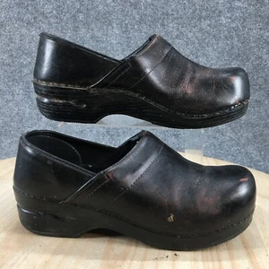 Lands End Shoes Womens 10 D Casual Slip On Wedge Clogs Brown Leather Comfort - Picture 1 of 22