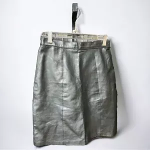 Vintage black leather mini skirt size small zips in back - Picture 1 of 8