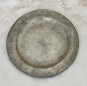 Antique 1800s Thomas Townsend Compton Pewter 7-5/8” Plate with Hallmarks - Bild 1 von 5