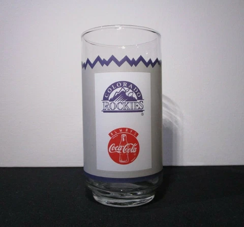 Colorado Rockies Spring Training, 1995 Tucson Arizona Glass Tumbler, Coca Cola Cover