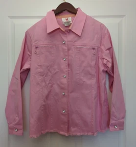 Quacker Factory große rosa Langarm Jacke Schmuckknopf Verzierung Knopf - Bild 1 von 23