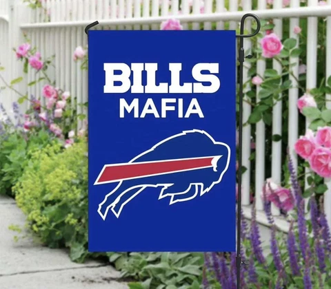 Buffalo Bills Mafia 2 Sided Double Garden Flag Josh Allen Banner 12 x18 Cover