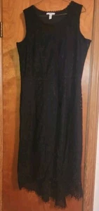 Womens Isaac Mizrah Live XL Black Lace Sleeveless Dress Lined Wednesday Party - Picture 1 of 12